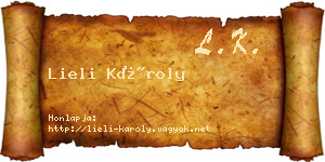 Lieli Károly névjegykártya